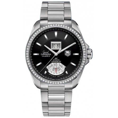 TAG Heuer Grand Carrera Calibre 8 RS Grande Date GMT Stainless Steel - Diamond / Black / Bracelet